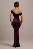 Candela Port Velvet Asymmetric Bardot Maxi Dress