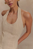 Meadow Denim Corset Halter Top Stone Wash