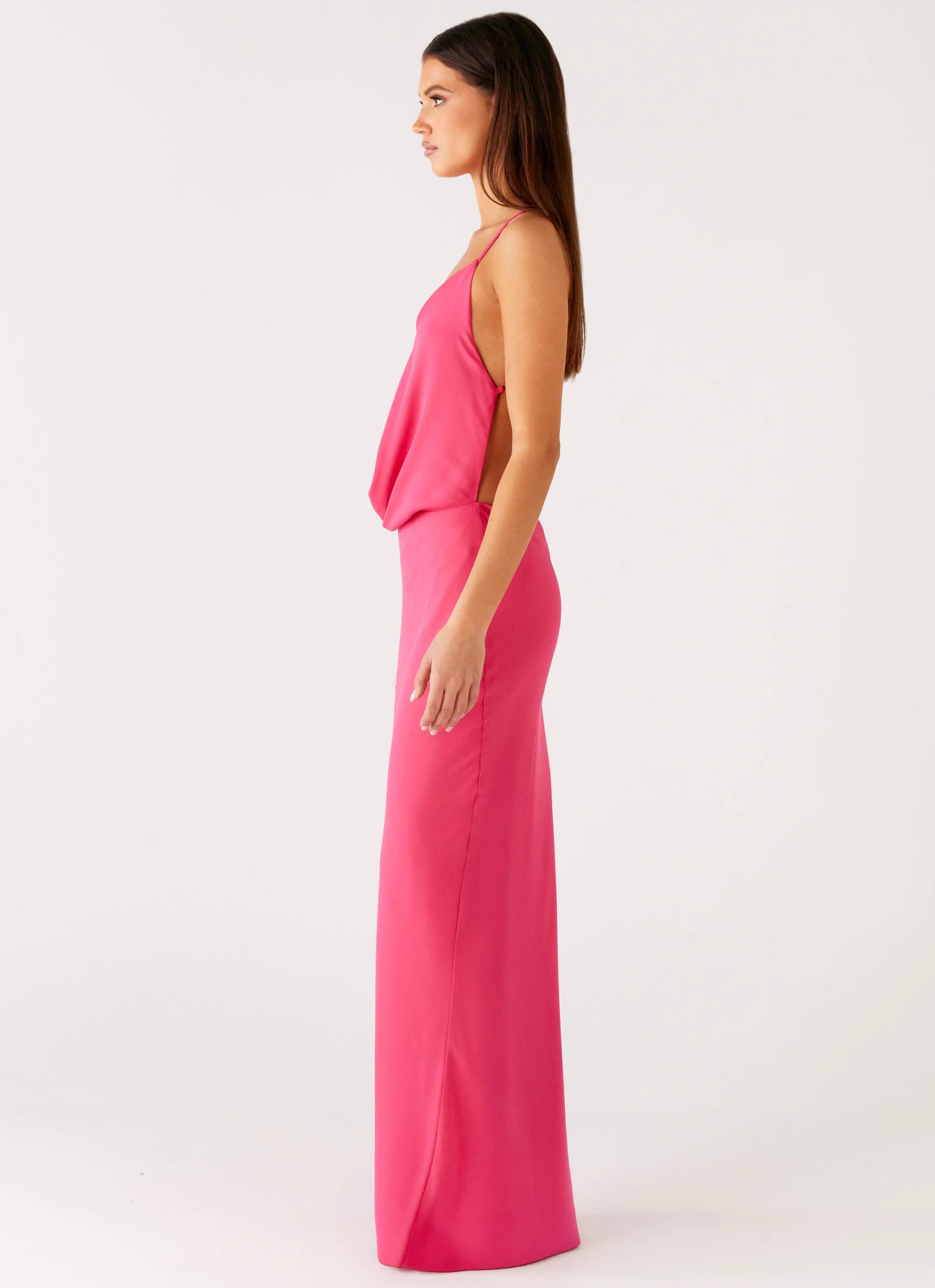 Pure Heart Cowl Maxi Dress Fuchsia