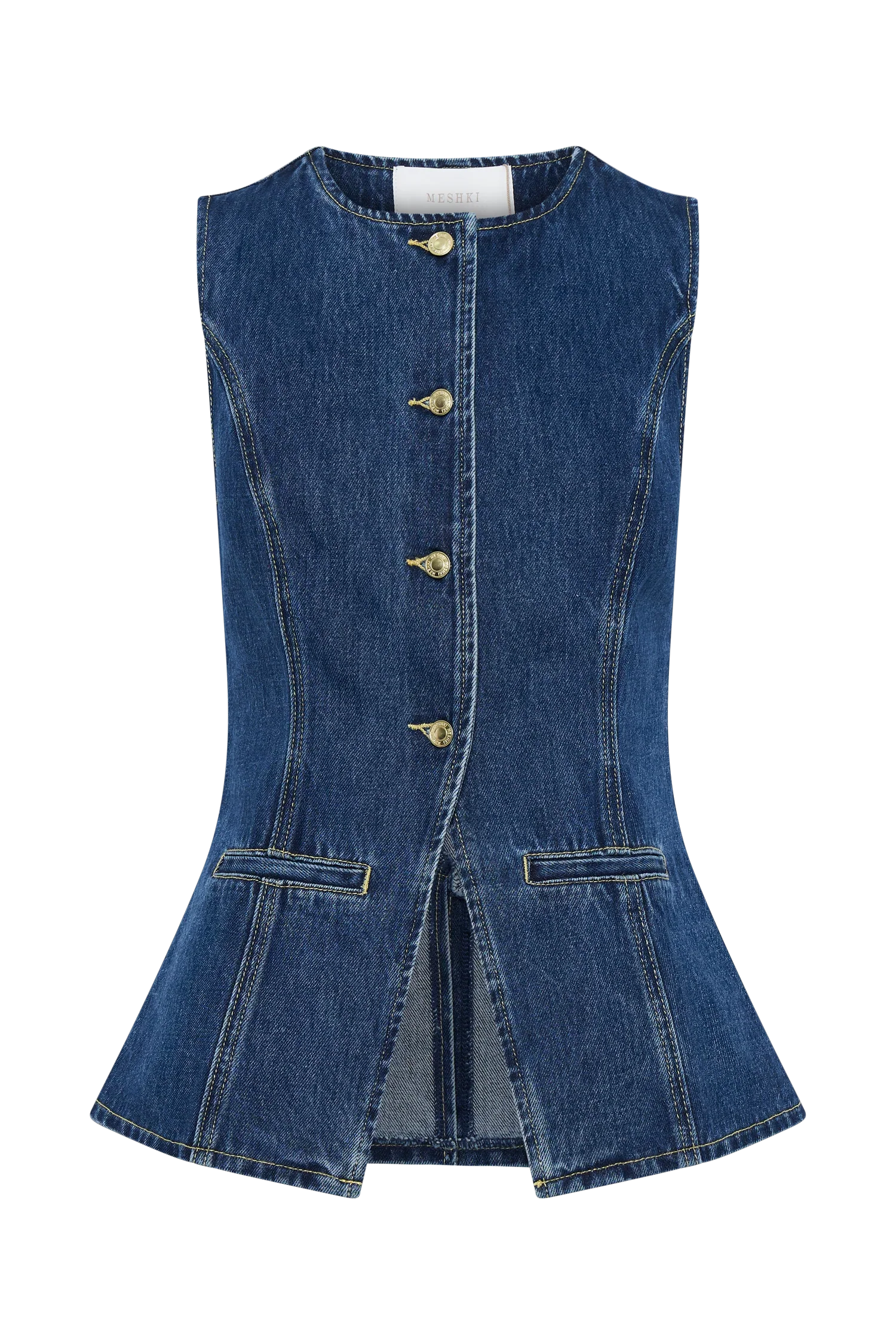 Abel Denim Button Up Top Dark Blue