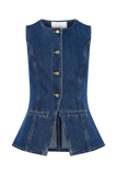 Abel Denim Button Up Top Dark Blue