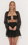 Long Sleeve Flare Dress in Black