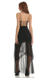 Mesh Corset Maxi Dress in Black