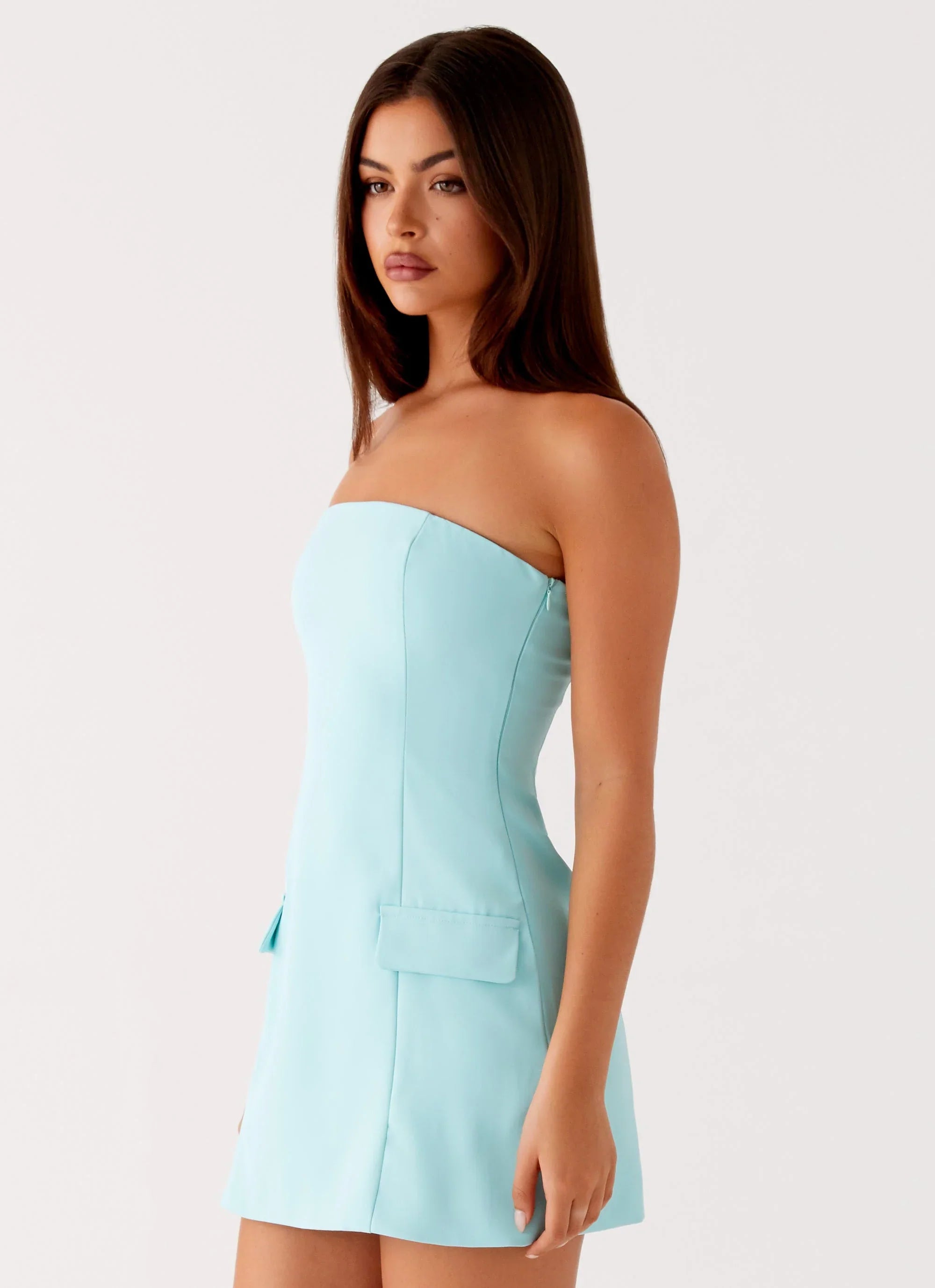 Allora Strapless Mini Dress Turquoise
