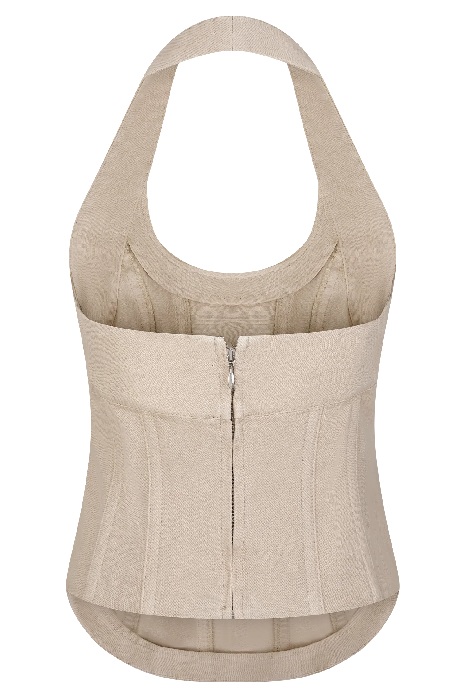 Meadow Denim Corset Halter Top Stone Wash