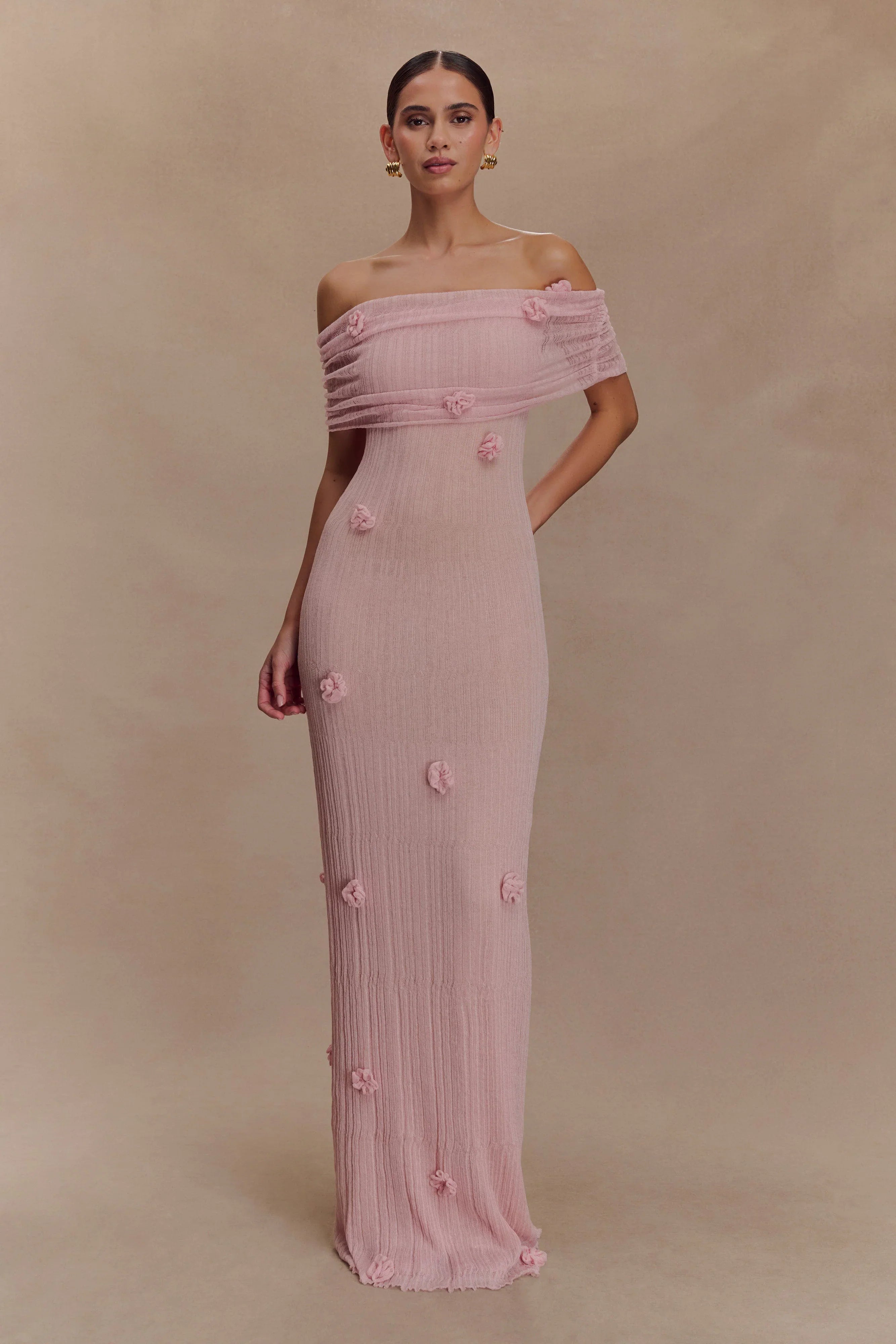 Brynn Orchid Knit Maxi Dress Pastel Pink