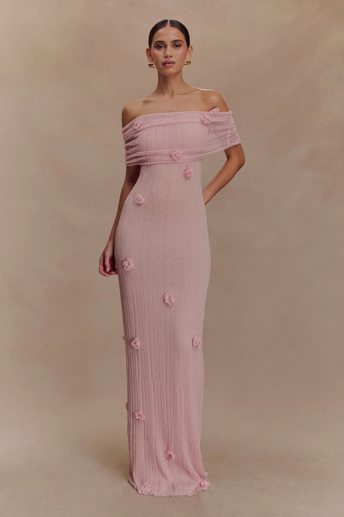Brynn Orchid Knit Maxi Dress Pastel Pink