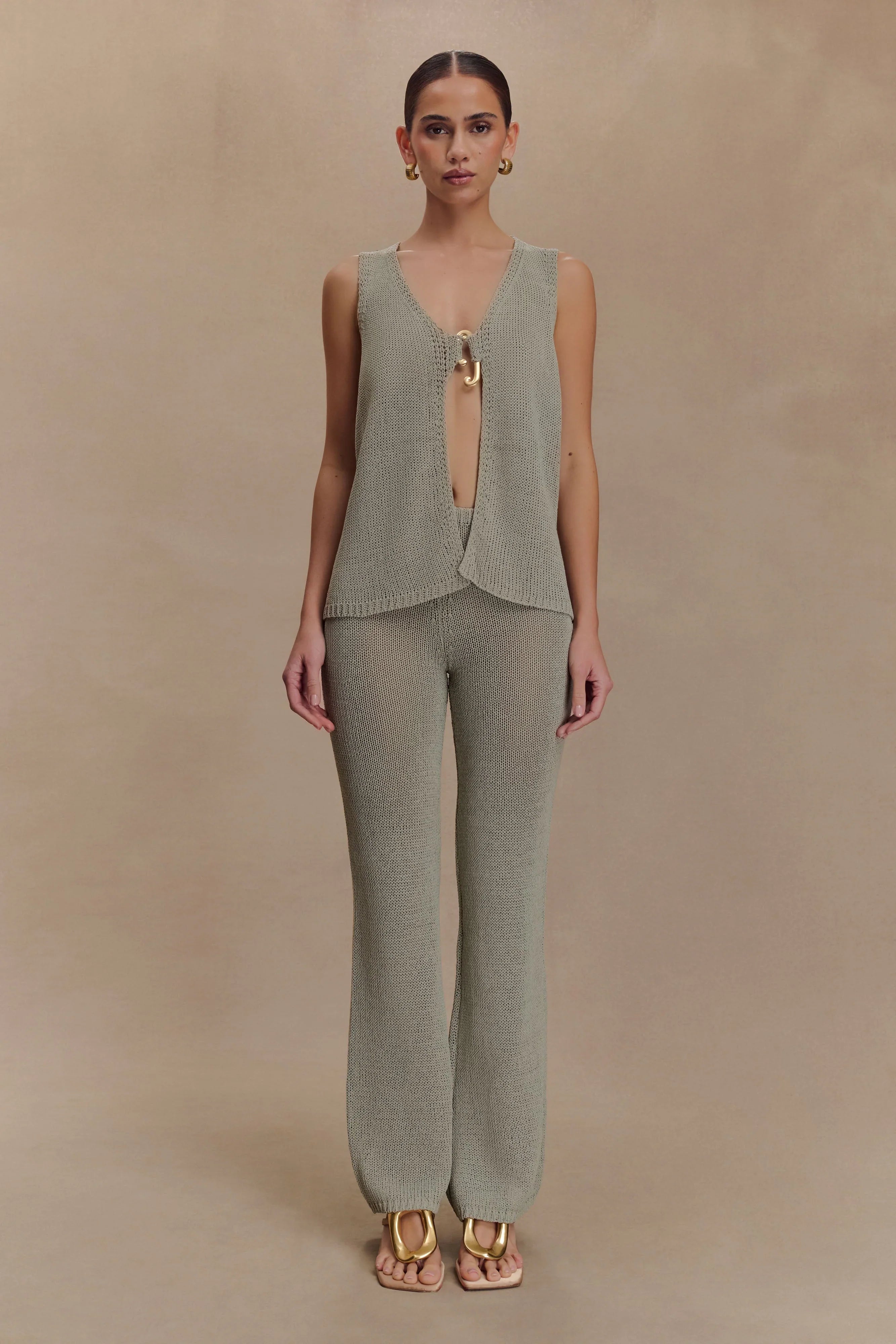 Malani Knit Top With Hardware Sage