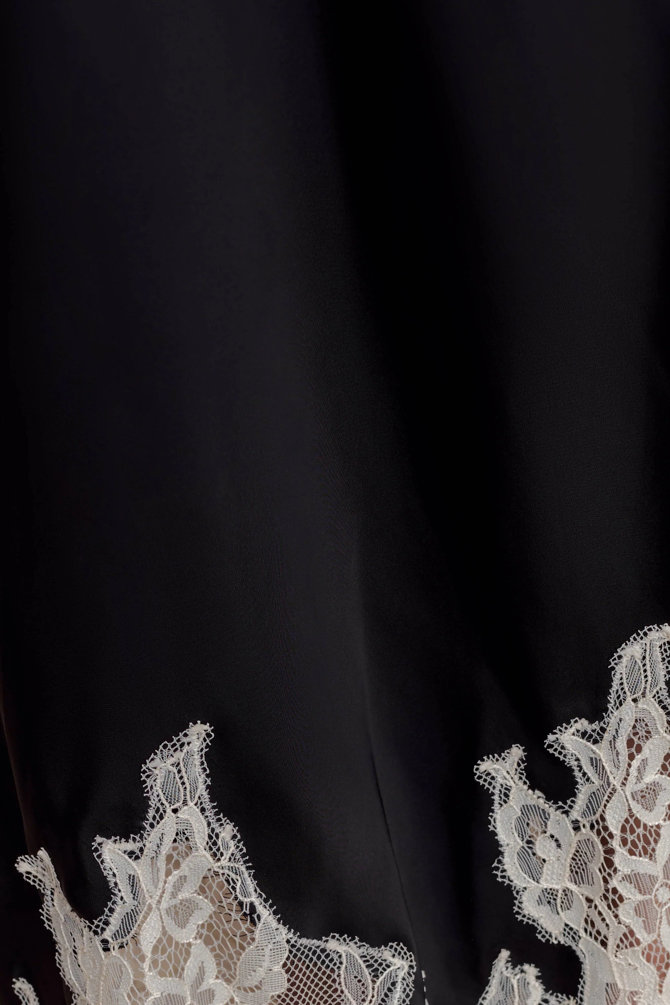 Nina Satin And Lace Maxi Skirt Black Ivory