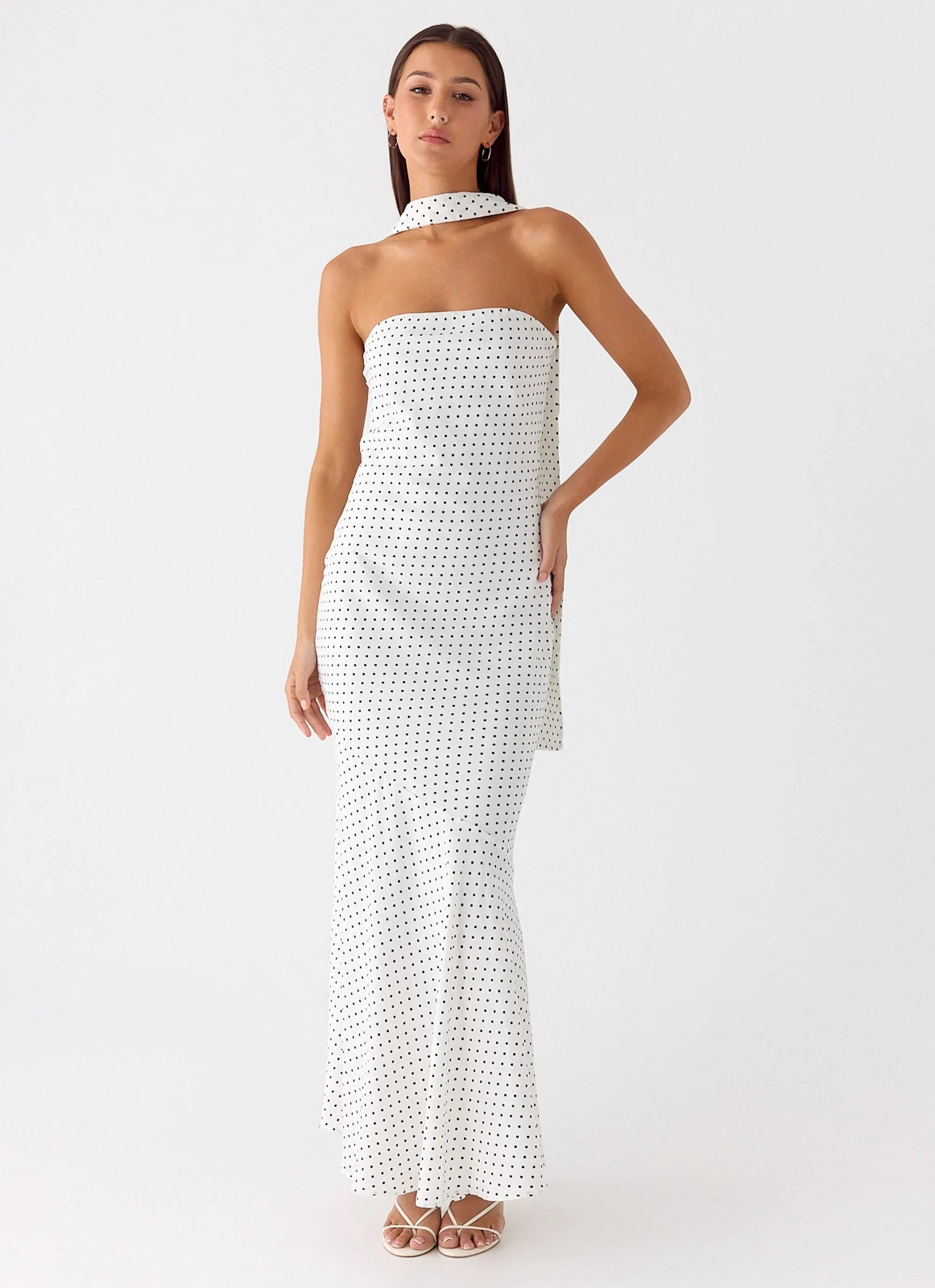 Under The Pagoda Maxi Dress White Polkadot