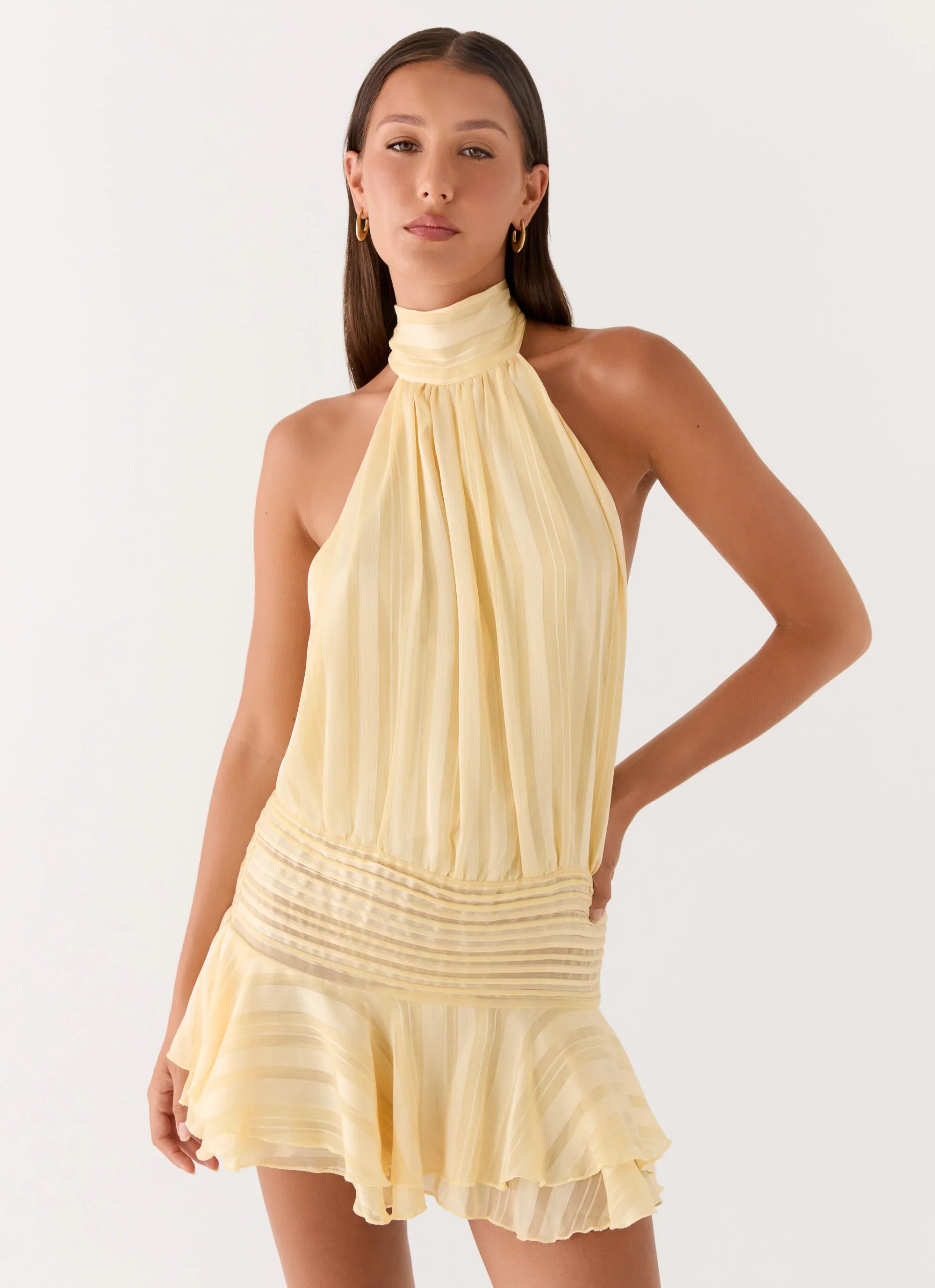 Willow Chiffon Mini Dress Yellow