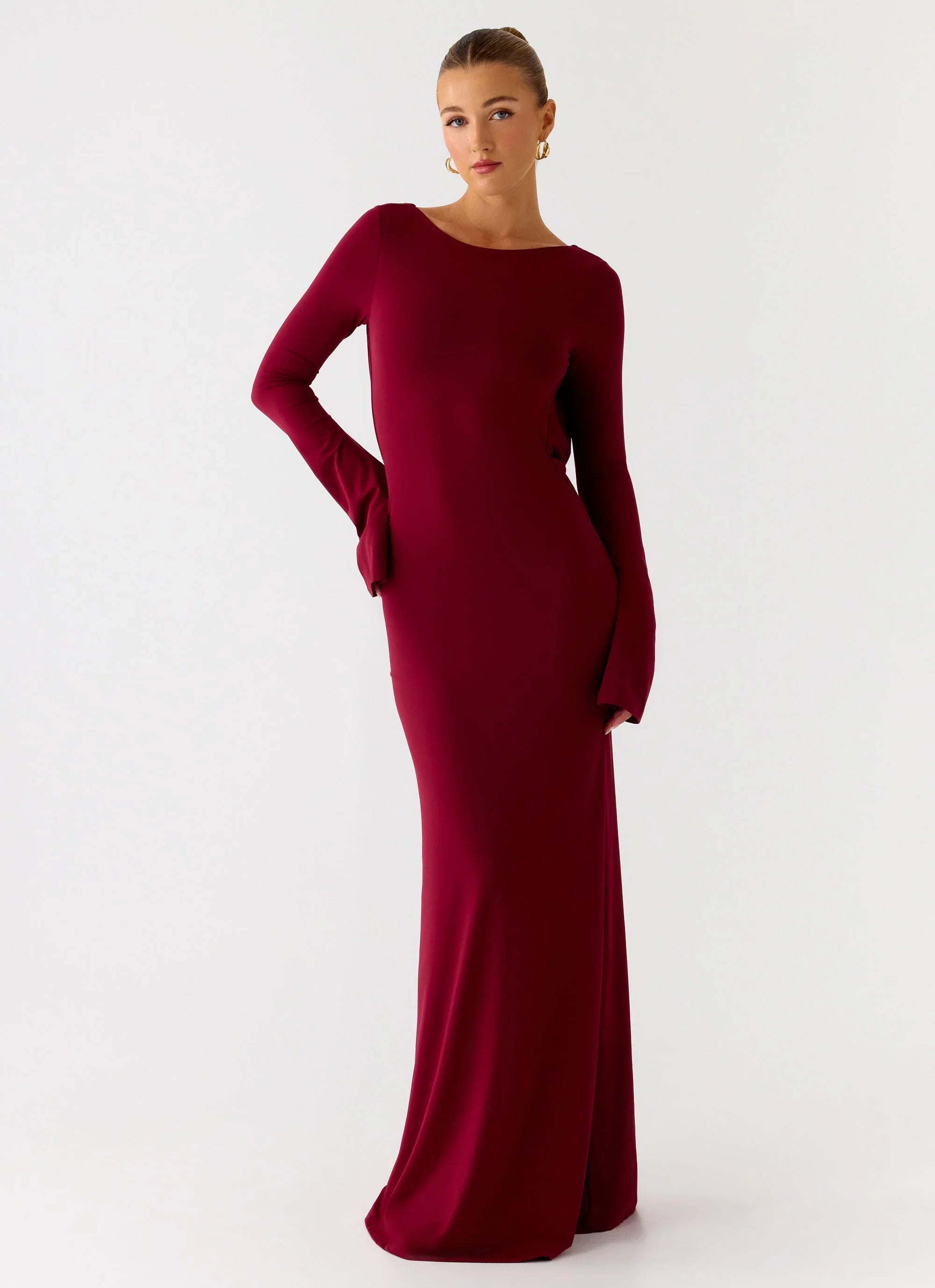Elmont Long Sleeve Maxi Dress Dark Cherry