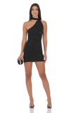 Scarf Halter Rhinestone Dress in Black