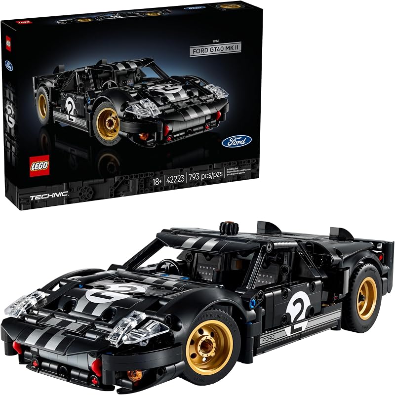 LEGO Technic 1966 Ford GT40 MKII Race Car Building Set for Adults Collectible Toy W Realistic Functions Features for Adult Sports Car Fans Ages 18 Gift Idea for Birthdays 42223