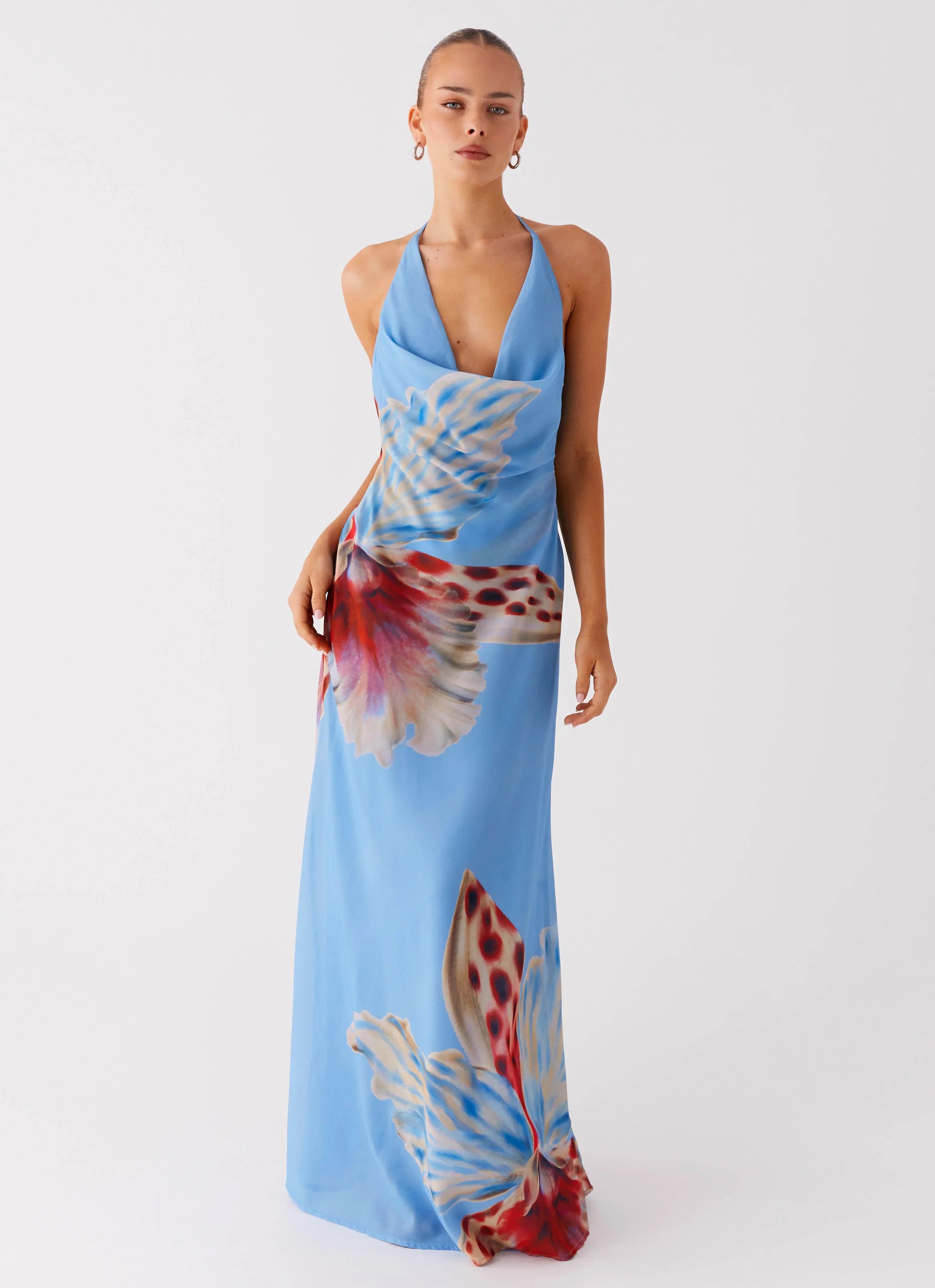 Stars Align Cowl Maxi Dress Deep Sea Bloom