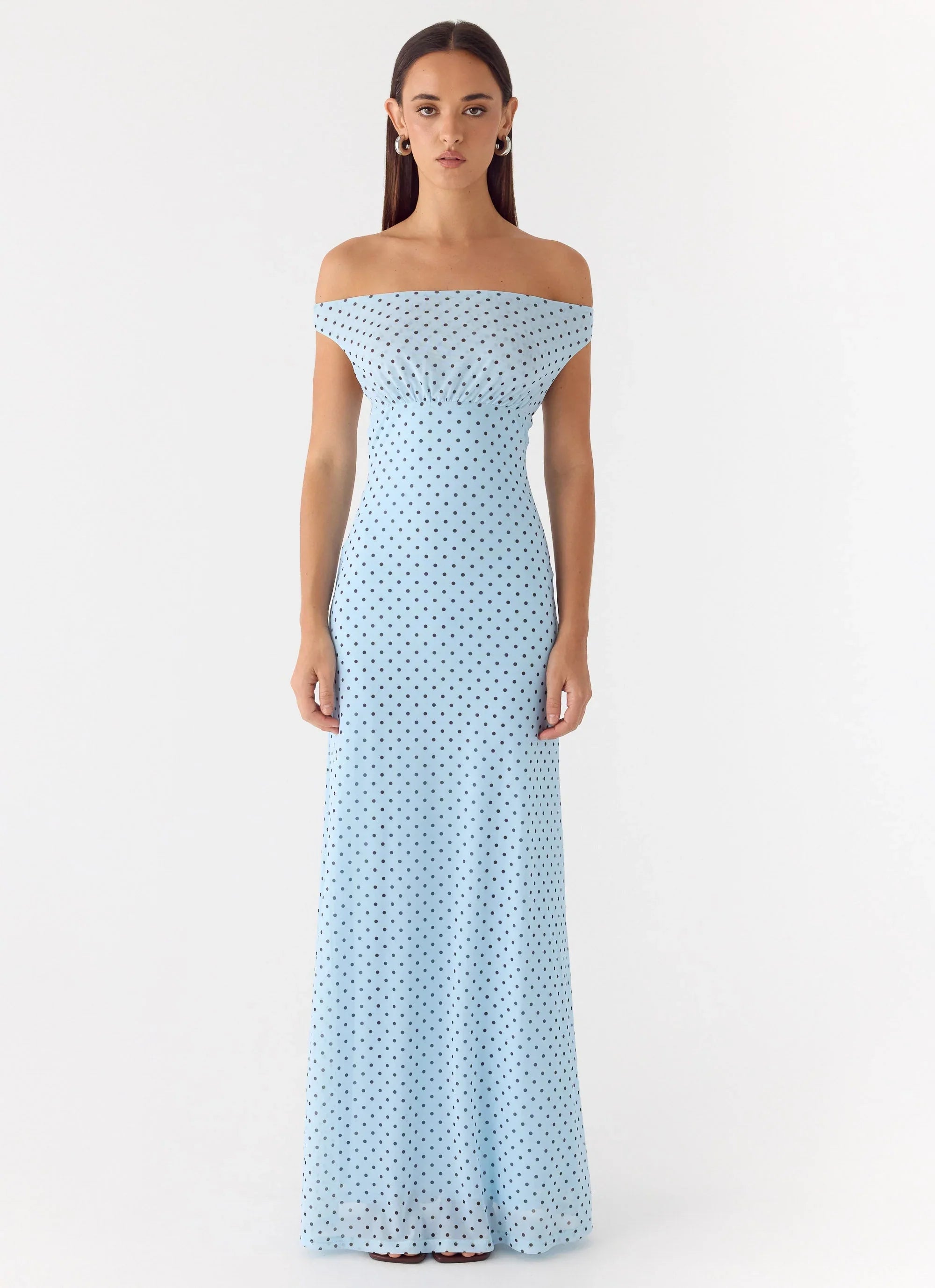 Like Me Now Maxi Dress Blue Mocha Dot