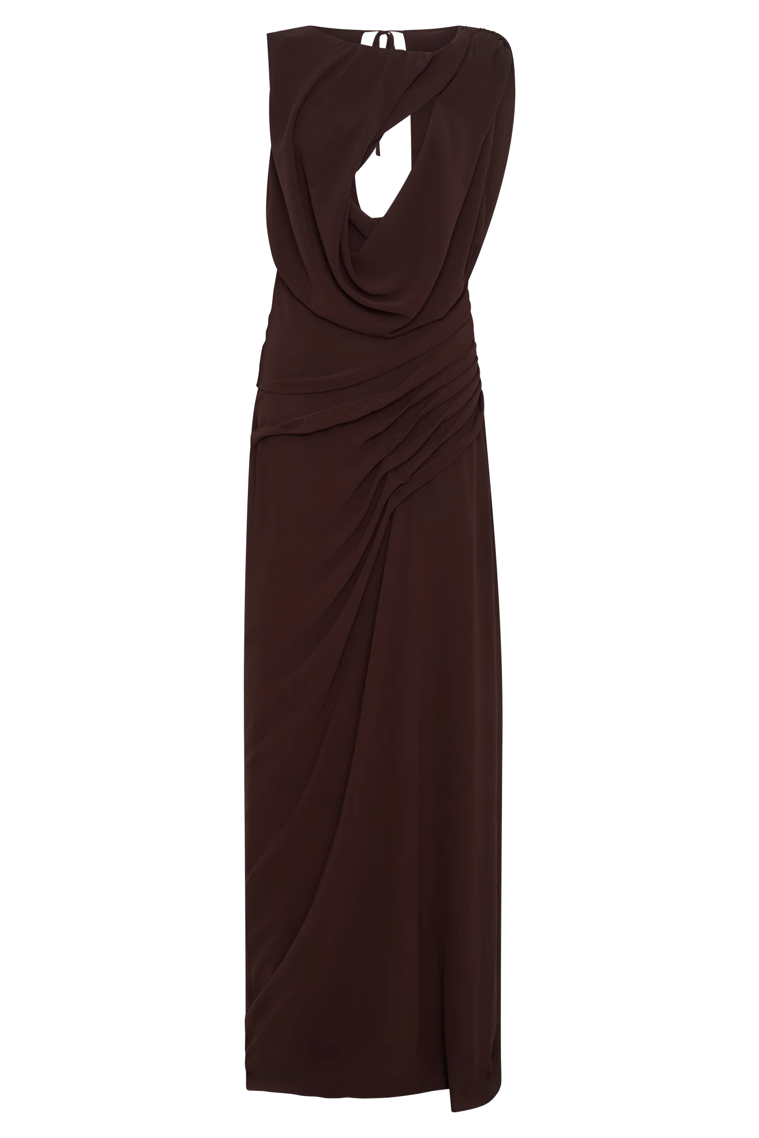 Oria Chiffon Maxi Dress Cacao Brown