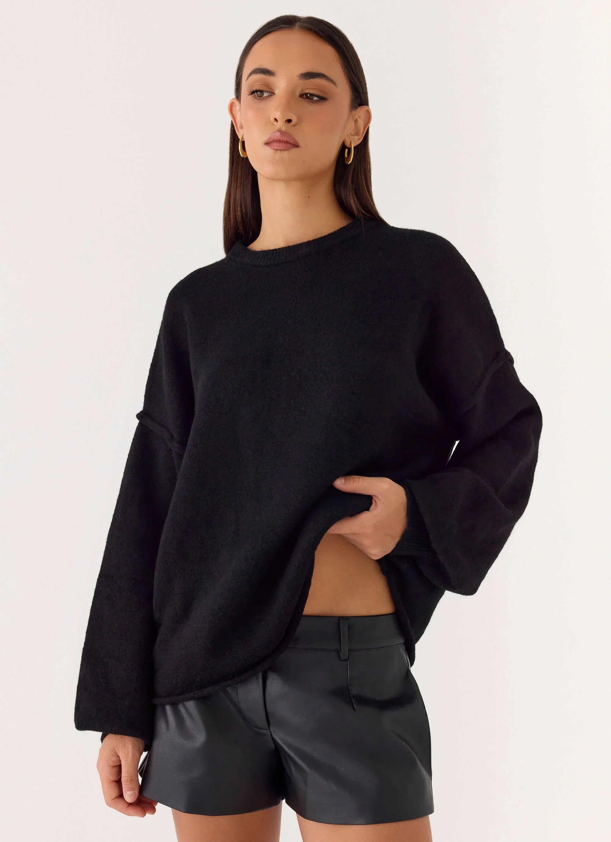 Oslo Faux Leather Mini Shorts Black