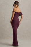 Melika Burgundy Twisted Bardot Maxi Dress