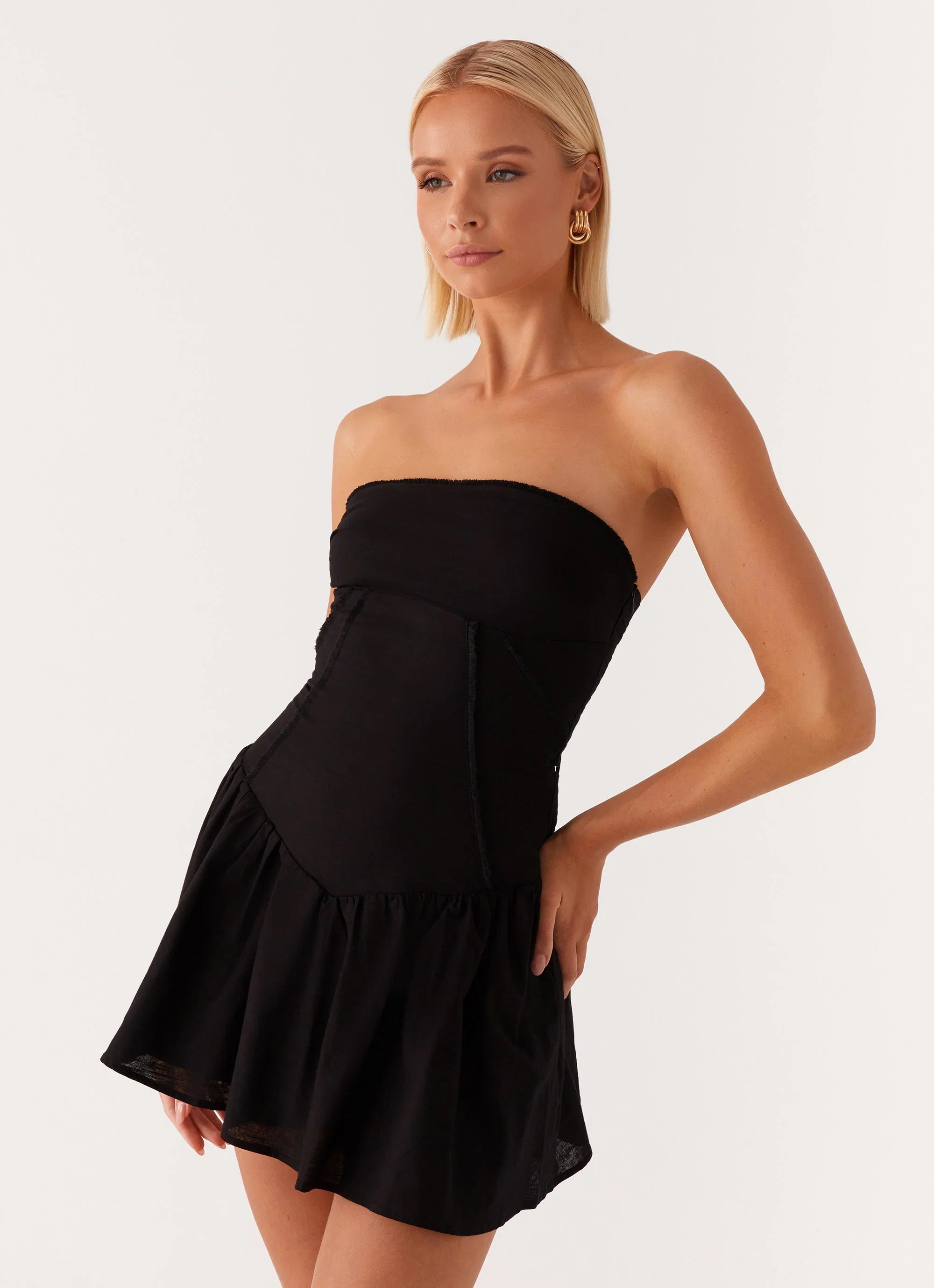 Larnie Linen Mini Dress Black