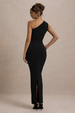 Dalarie Black One Shoulder Gathered Maxi Dress
