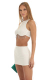Rhinestone Reverse Sweetheart Two Piece Skirt Set in Cream