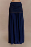 Tully Chiffon Denim Maxi Skirt Indigo Blue