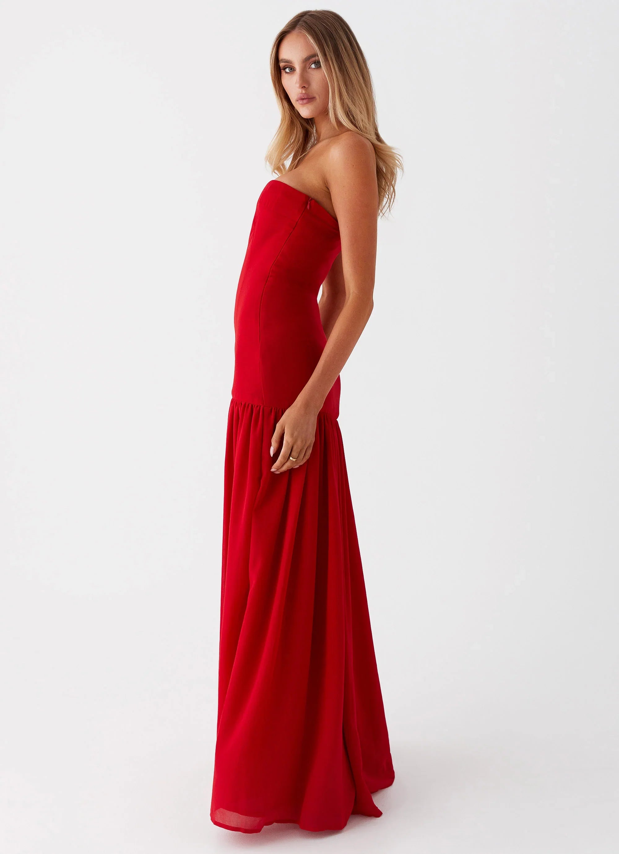 Eden Strapless Maxi Dress Red