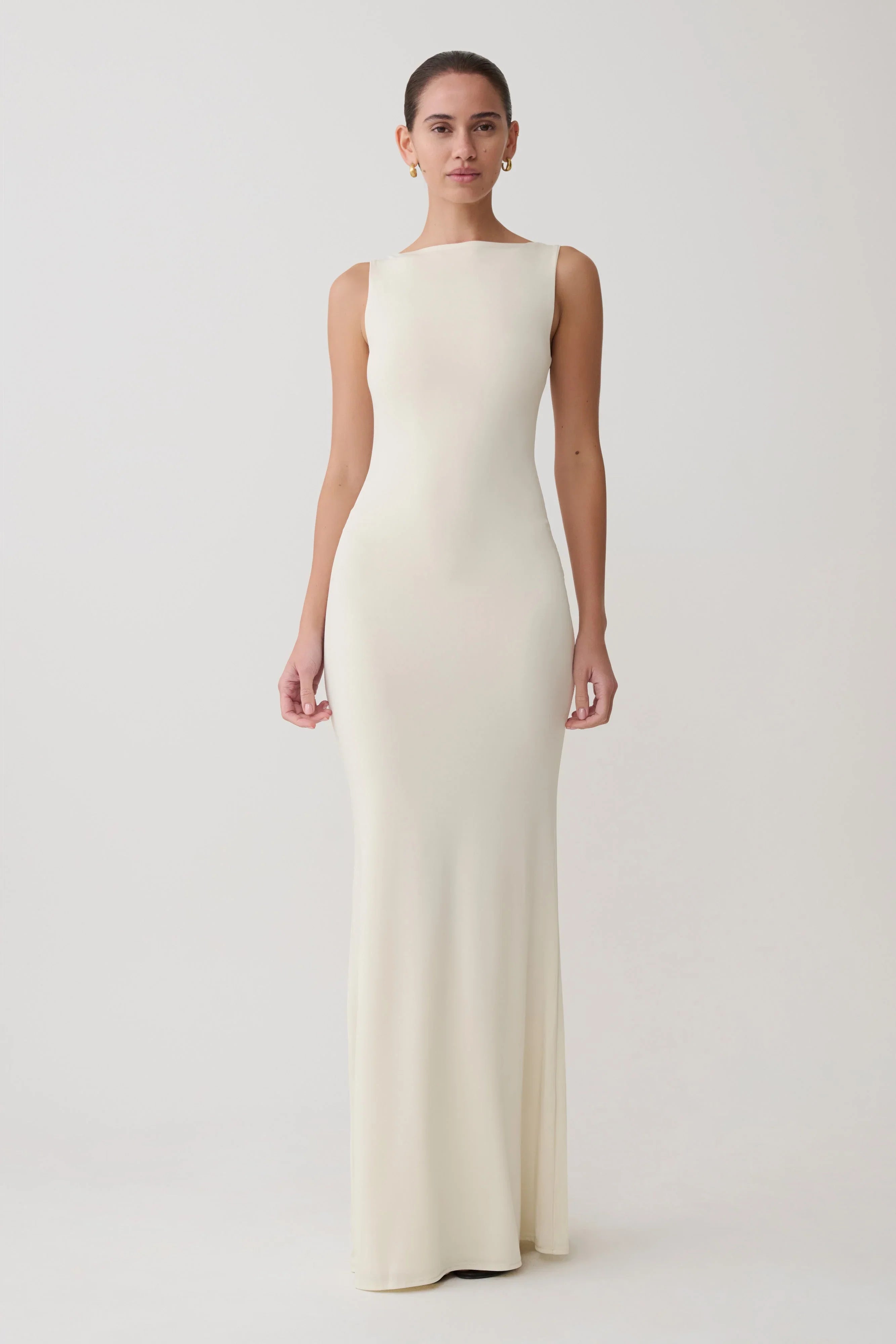 Tarna Sleeveless Slinky Maxi Dress Bone
