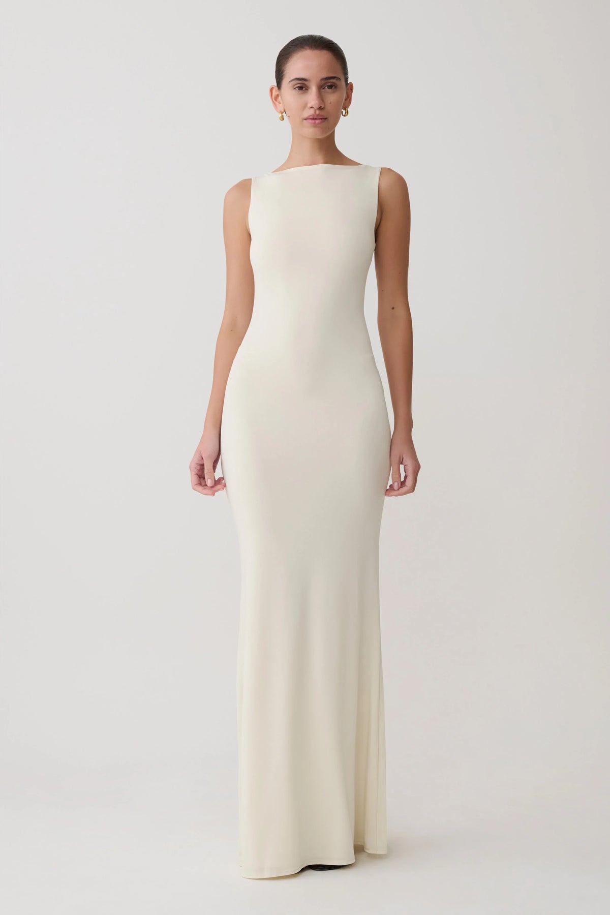 Tarna Sleeveless Slinky Maxi Dress Bone