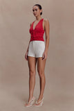 Alessandra Slinky Ruffle Top Ruby