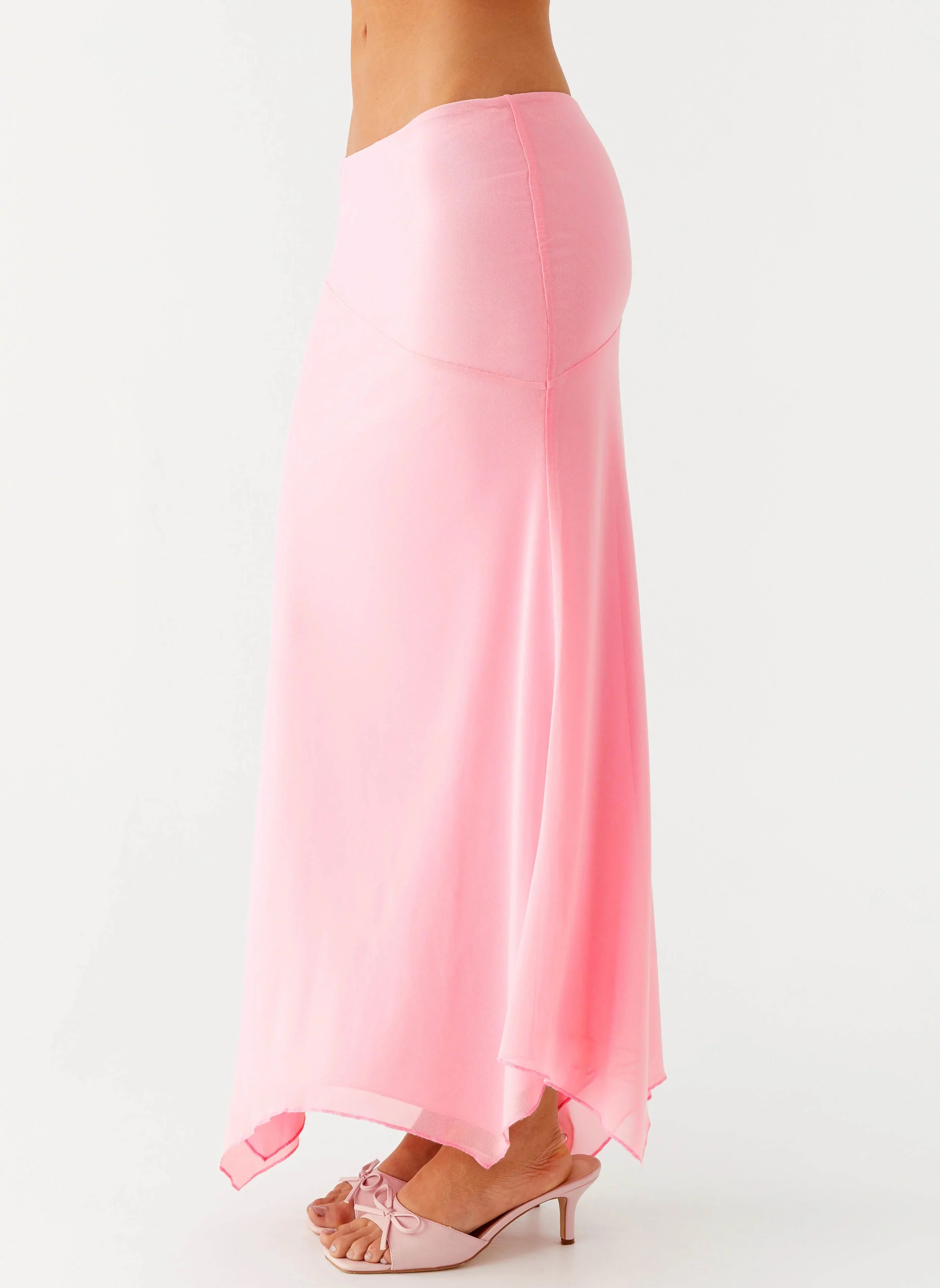 Kerrie Hanky Midi Skirt Baby Pink