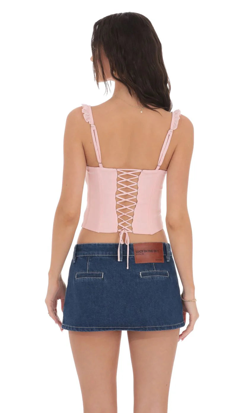 Denim Mini Skort in Blue