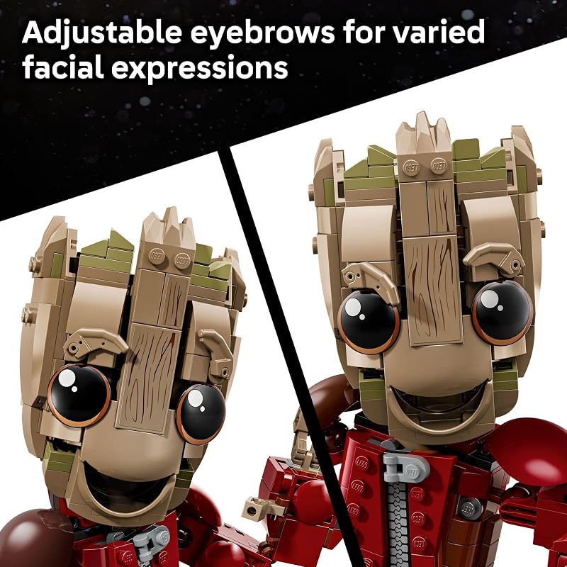 LEGO Marvel Ravager Jumpsuit Groot Building Toy for Boys Girls Ages 10 Posable Display Play Figure W Detonator Device Gift Idea for Birthdays 76341