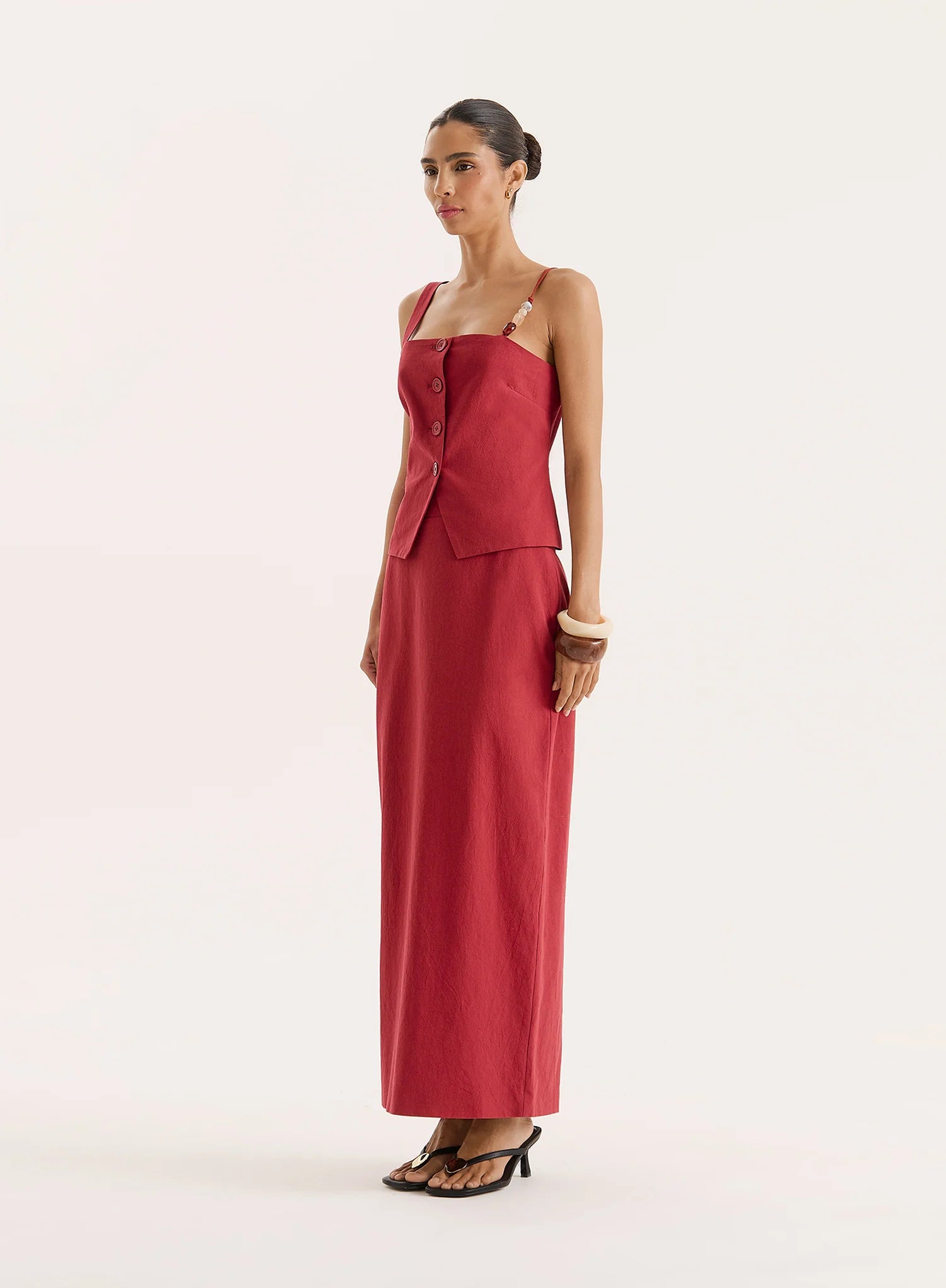 Rust Tailored Maxi Skirt