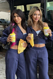 Dora Navy Barrel Leg Track Pants