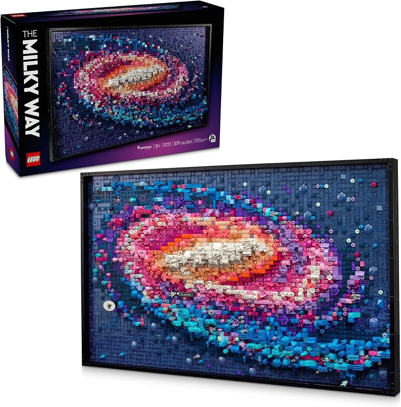 LEGO Art The Milky Way Galaxy Building Set Space Decor DIY Kits for Adults for Bedroom wall Ages 18 Gift Ideas for Astronomy Lovers Men Women Includes Frame for Display 31212