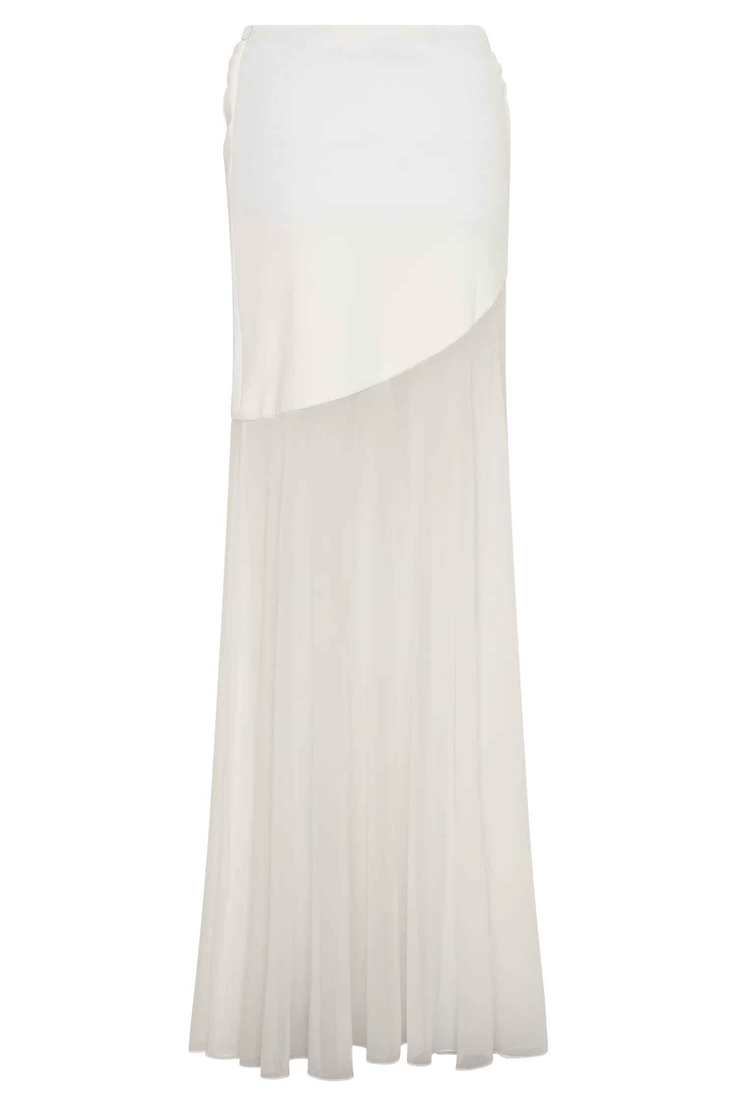 Portia Scuba And Mesh Maxi Skirt White