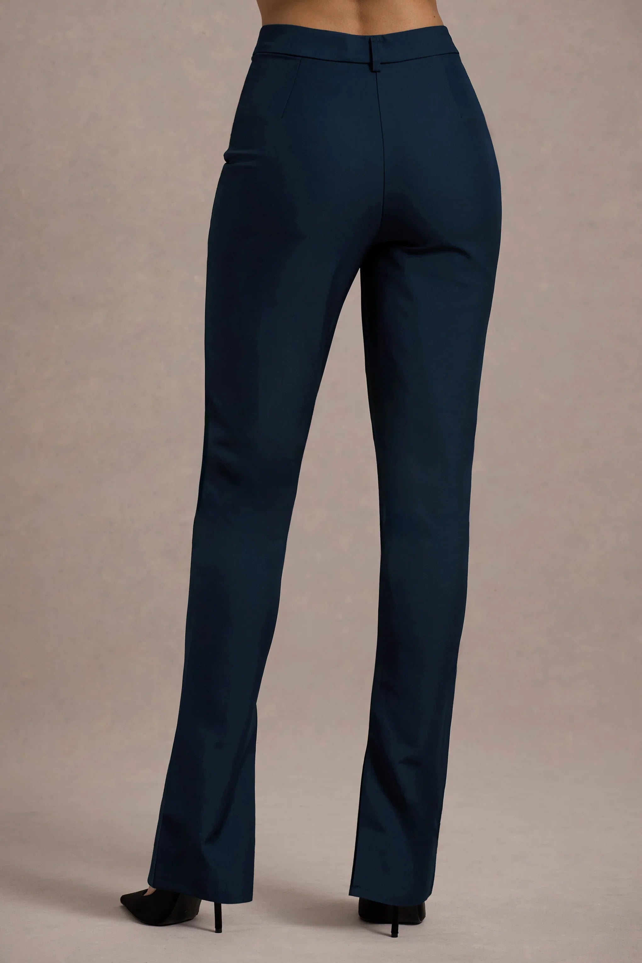 Wonder Woman Navy High Waist Tailored Trousers With Hem Split