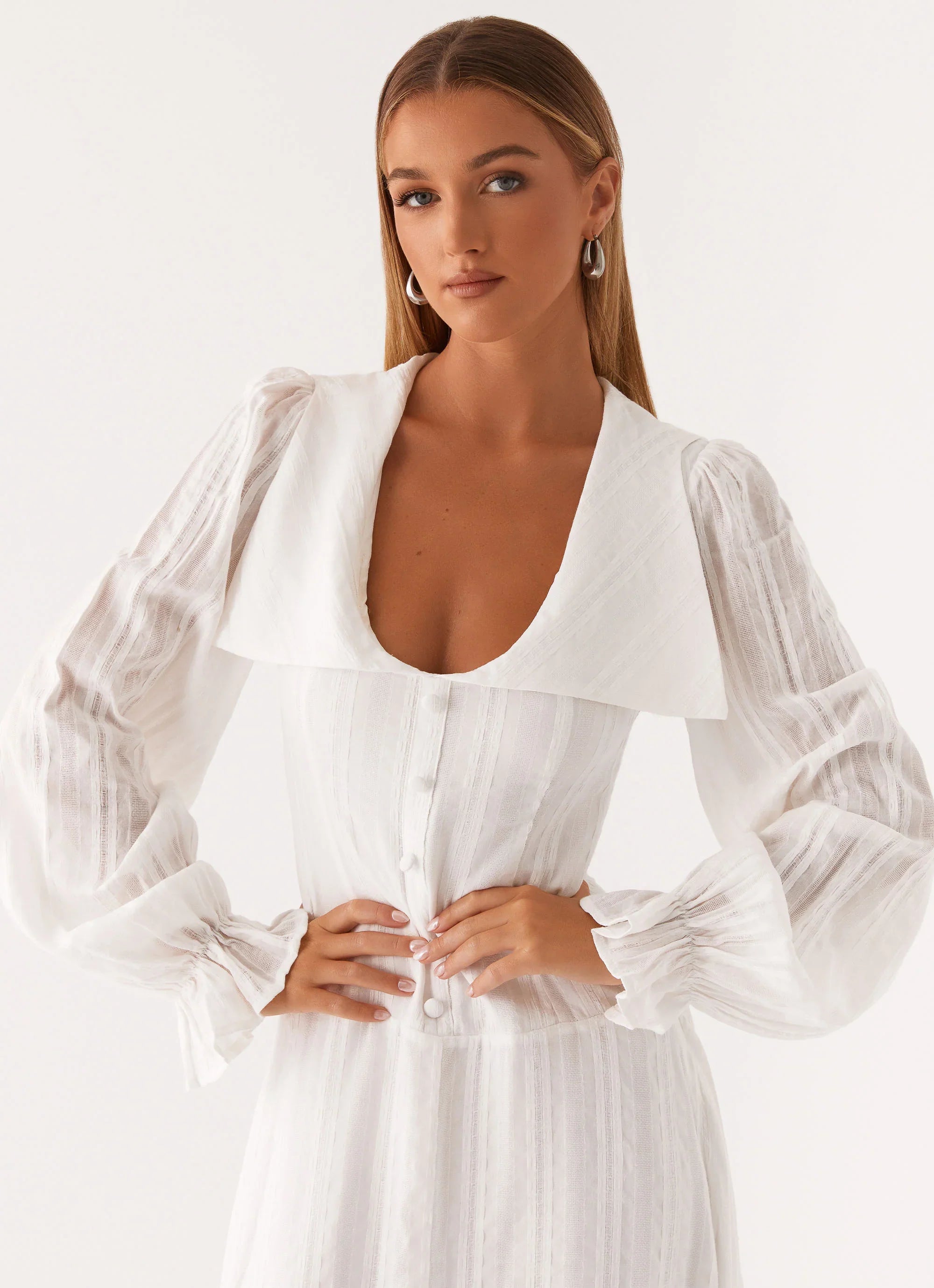 Alima Long Sleeve Maxi Dress White