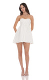 Textured Floral Babydoll Dress in White
