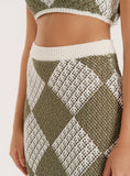 Green Crochet Knit Maxi Skirt