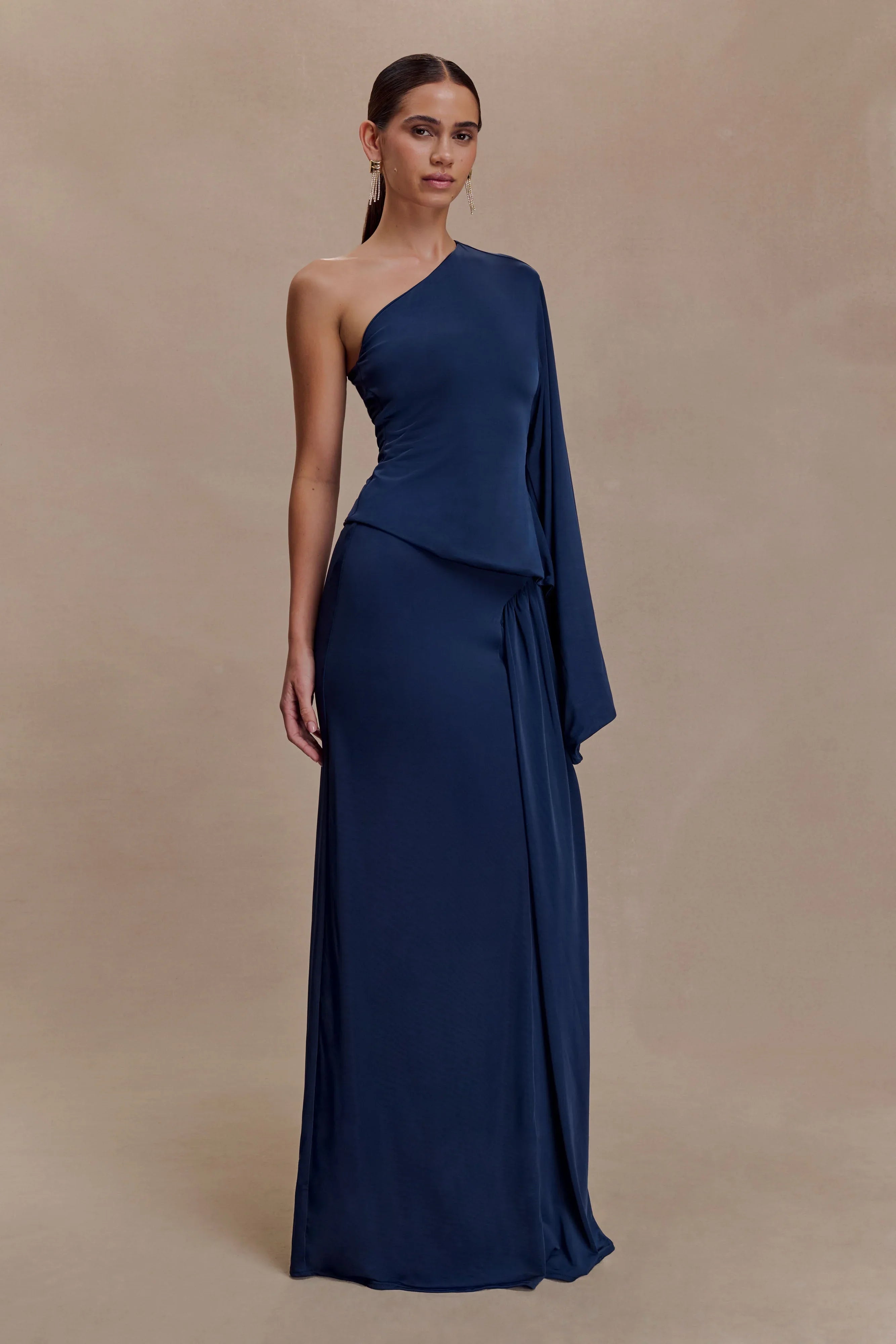 Vivica Slinky Gathered Maxi Skirt Midnight Navy