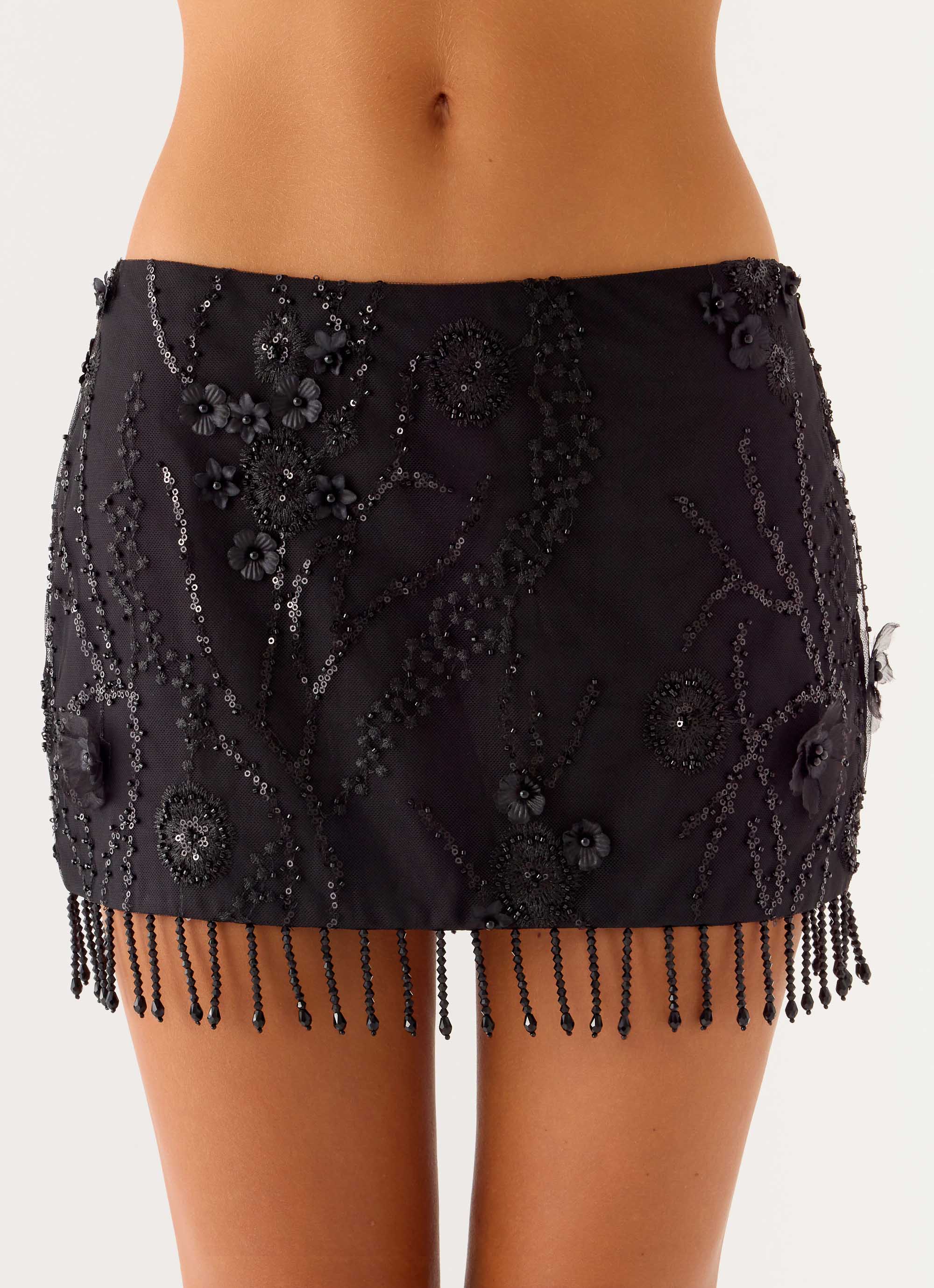 Overload Beaded Mini Skirt Black