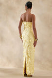 Gracie Lemon Lace Bandeau Maxi Dress