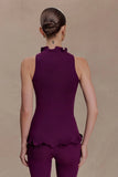 Diya Ribbed Sleeveless Top With Wire Hem Plum