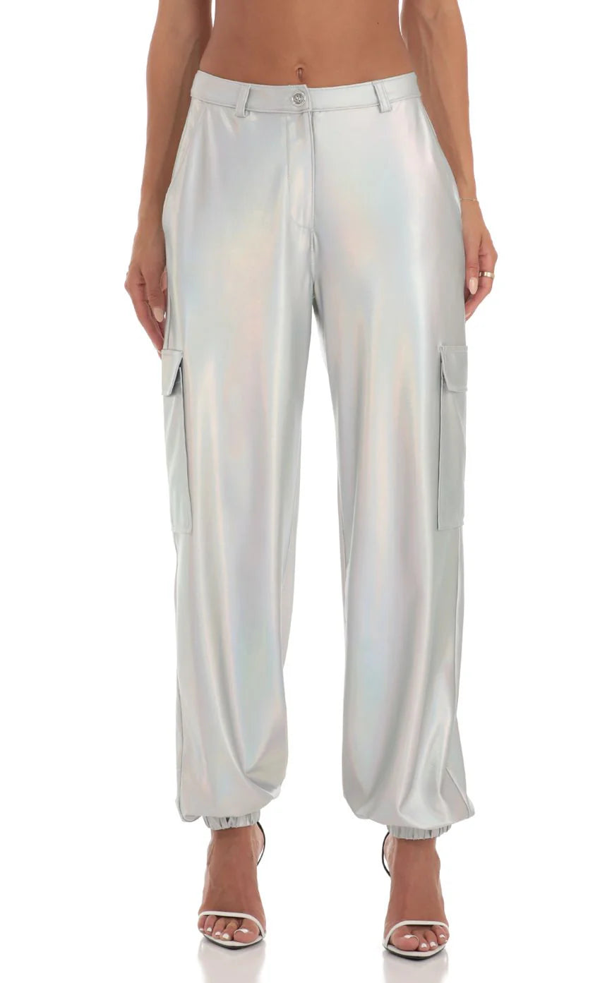 Holographic Pants in Silver