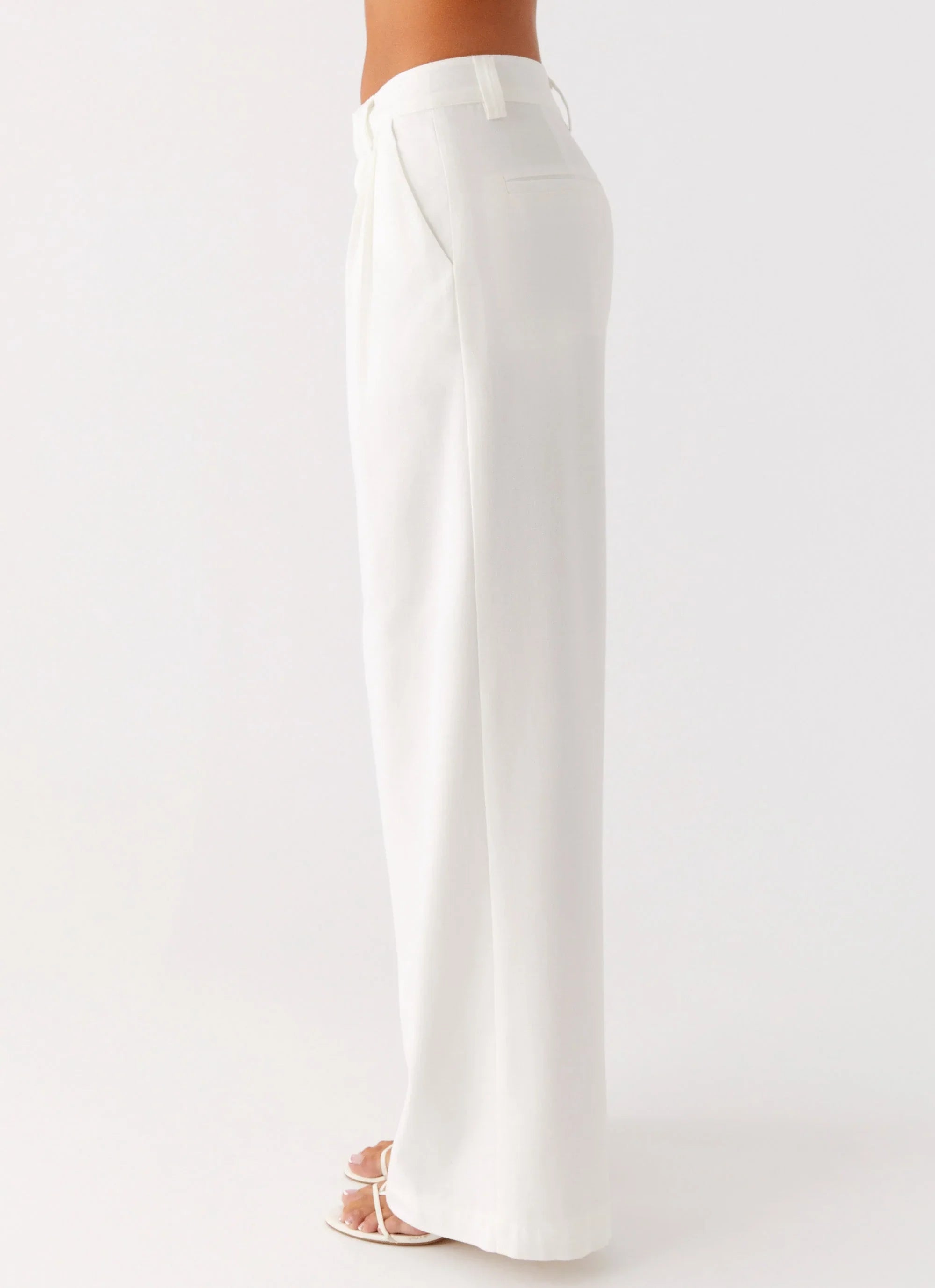 Delong Low Rise Linen Pants White