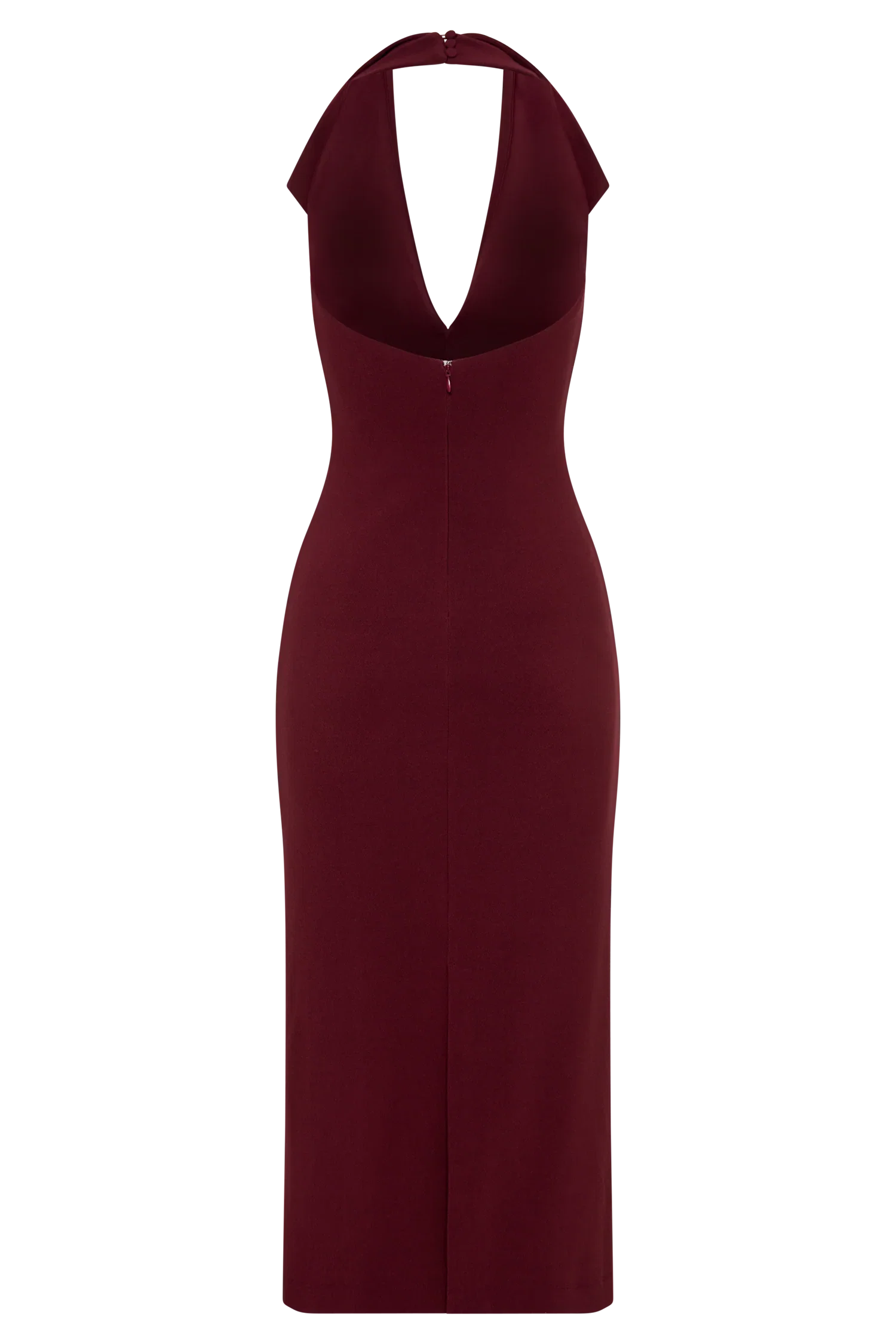Annita Crepe Halter Midi Dress Merlot