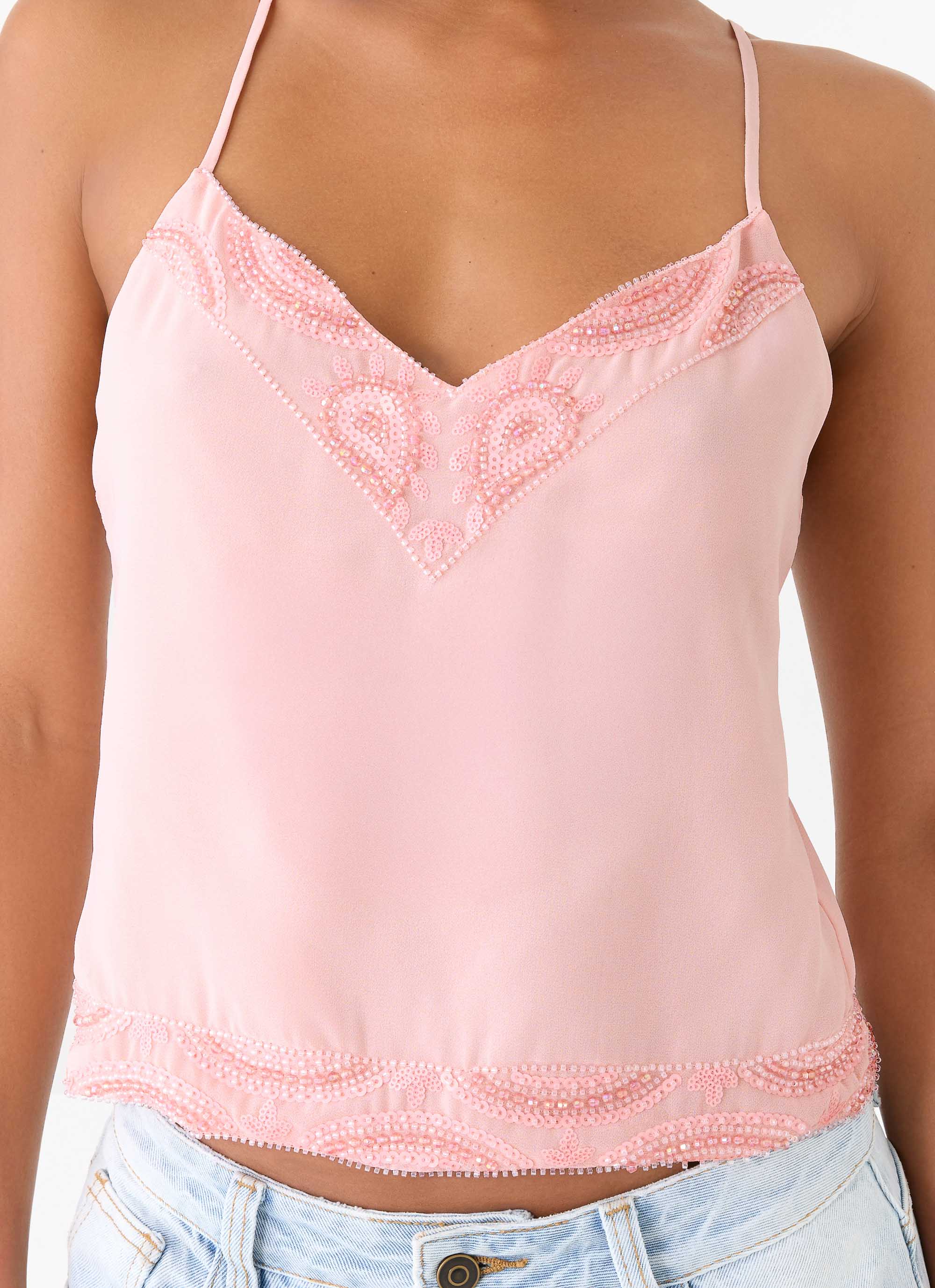 Avania Beaded Top Pink